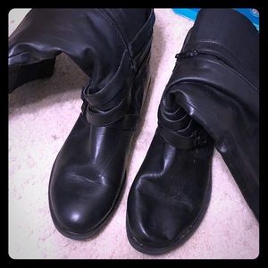 Wide width black riding boots